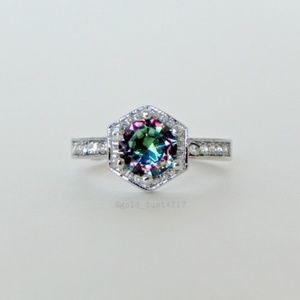 Stunning Mystic Topaz Halo Ring